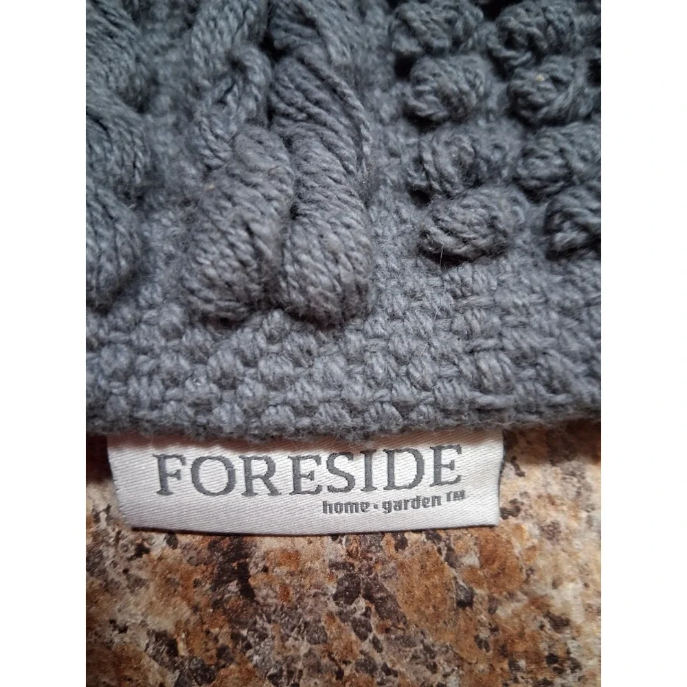 Foreside 2 Heavy Cable Knit Gray Pillow Covers Heavy Cotton Zip Closure 20X20‎